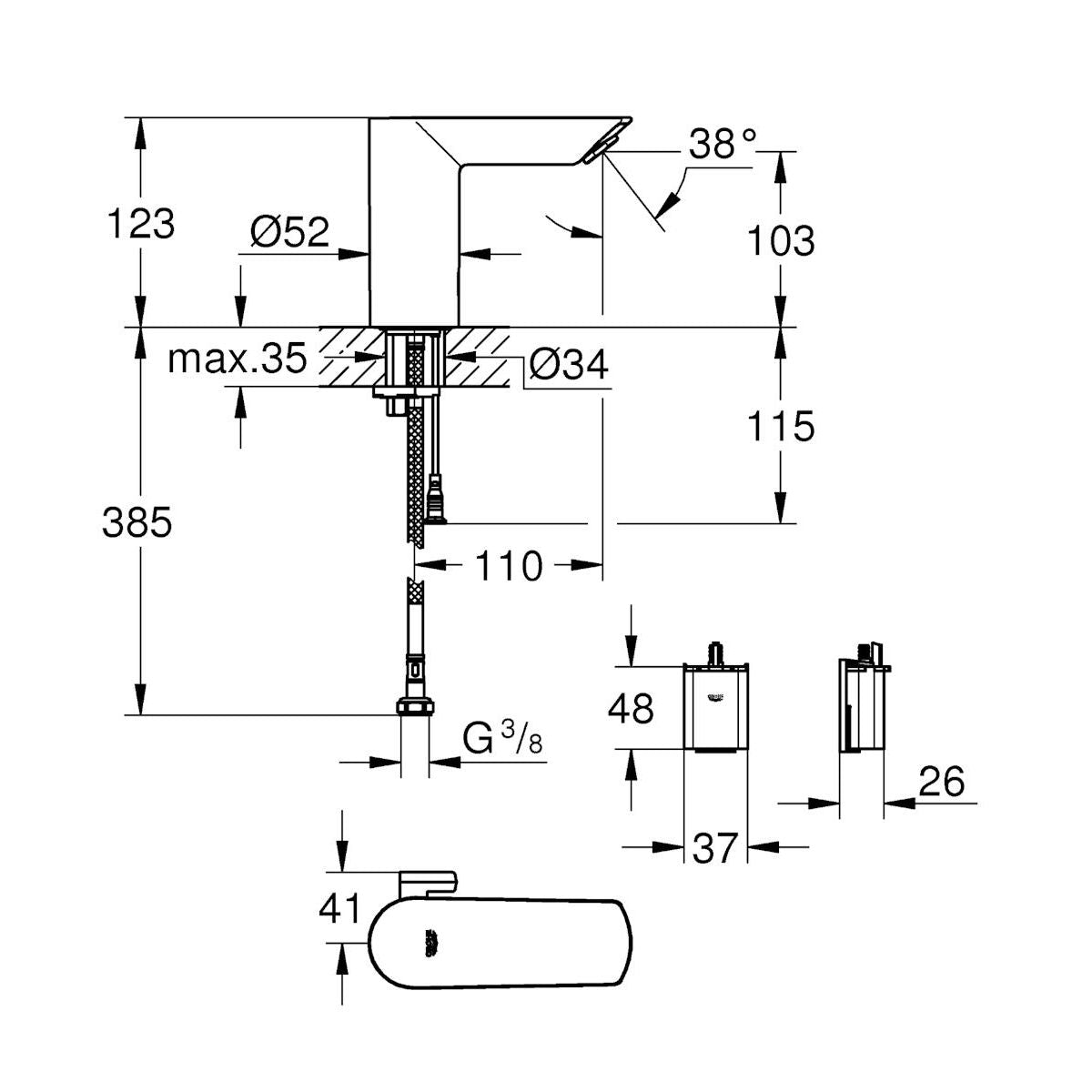 PESUALLASHANA GROHE 36465000 BAU COSMO E