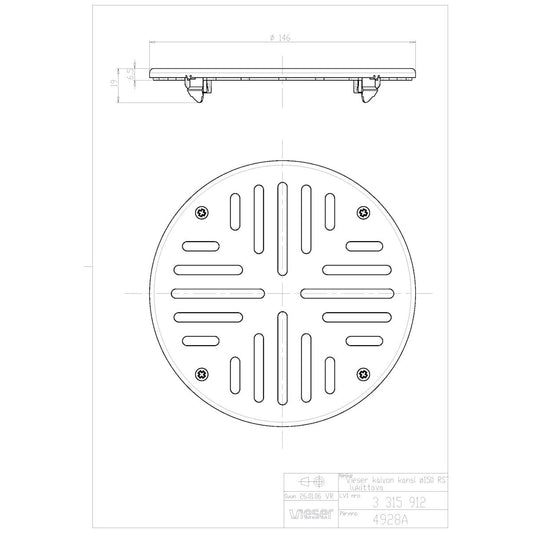 LATTIAKAIVON KANSI VIESER 150 RST PYÖREÄ LUKITTAVA