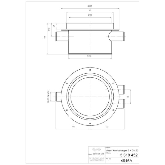 KOROKERENGAS VIESER 66-91mm 3x32mm SIVULIITÄNNÖIN