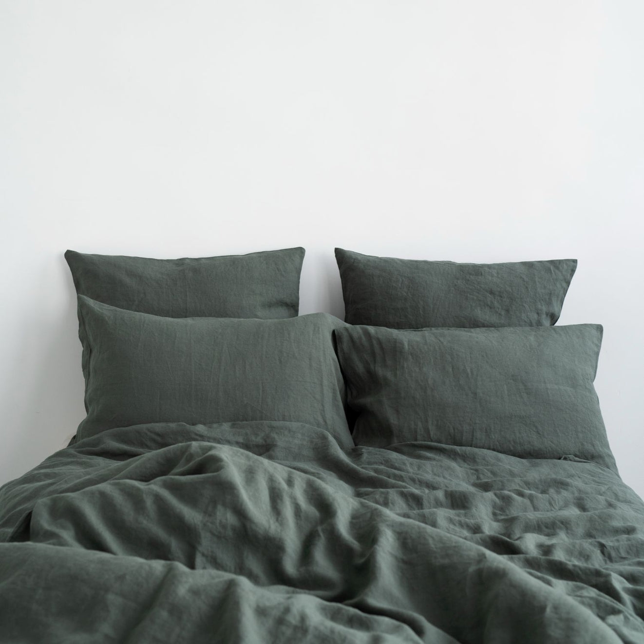 Pellava pussilakanasetti - Forest Green (Parivuode) - Linen Tales