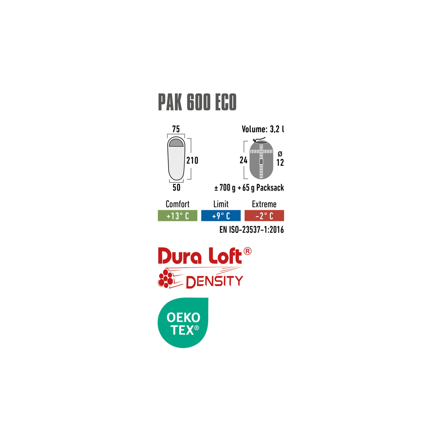 Kevyt muumiomakuupussi HIGH PEAK Pak 600 ECO