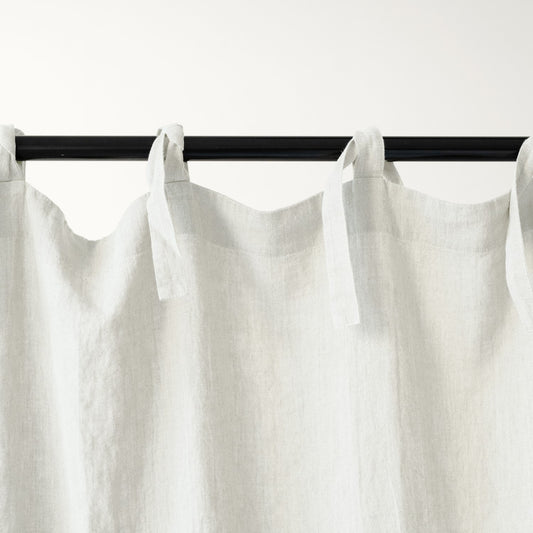 Pimentävä pellavaverho (tankoon sidottavat) - Luonnonvalkoinen - 2 kpl Setti - Linen Tales