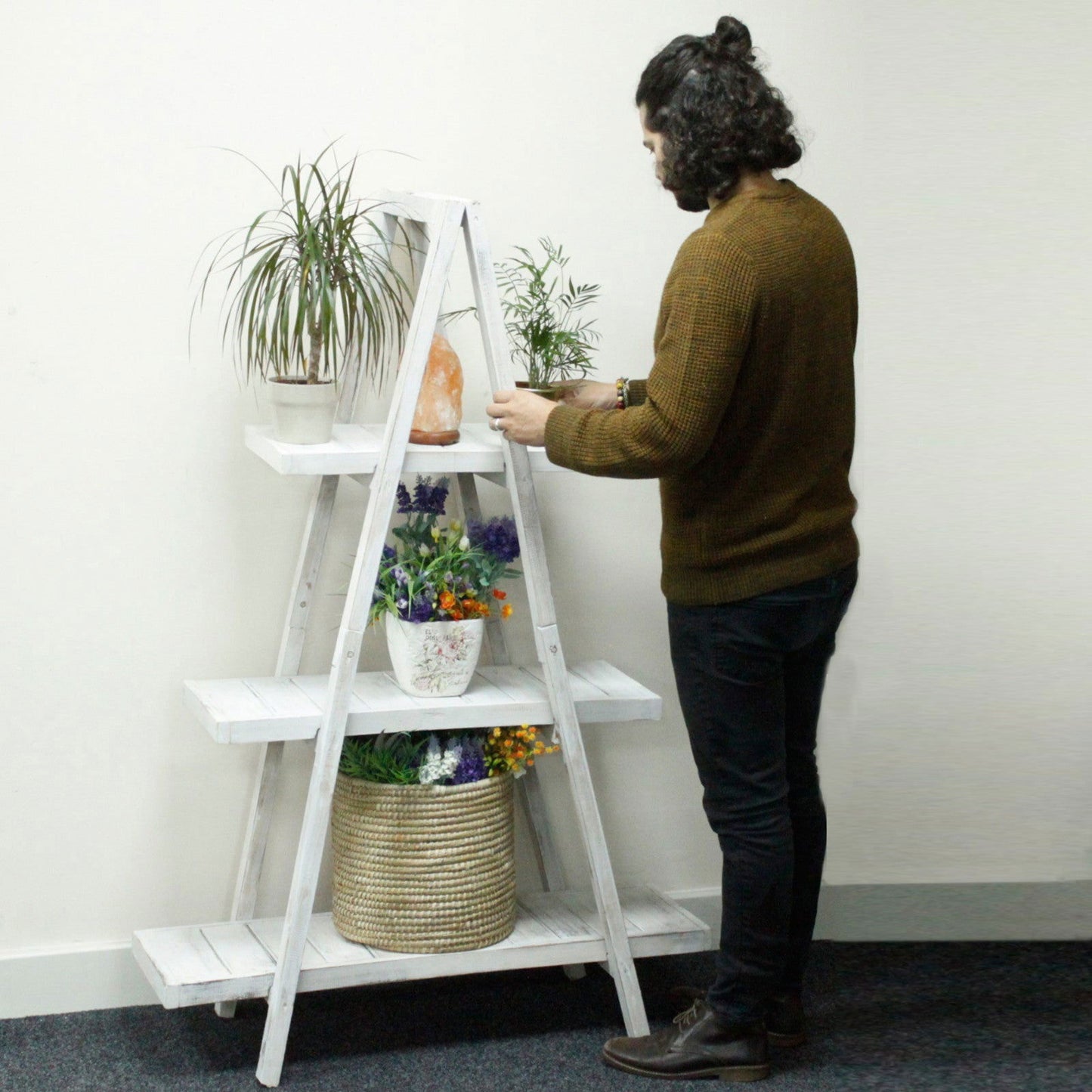 A-Tikkaiden muotoinen kukkateline -valkoinen - Kotikauppa