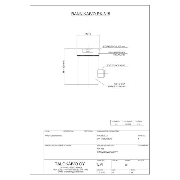 RÄNNIKAIVOPAKETTI TALOKAIVO RK 315 2607502