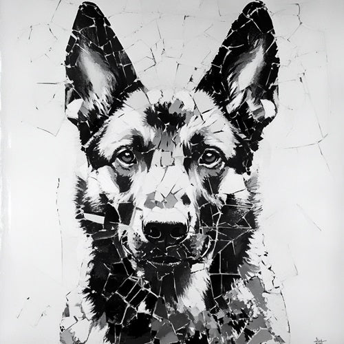 Saksanpaimenkoira (13*18cm) mustalla kehyksellä