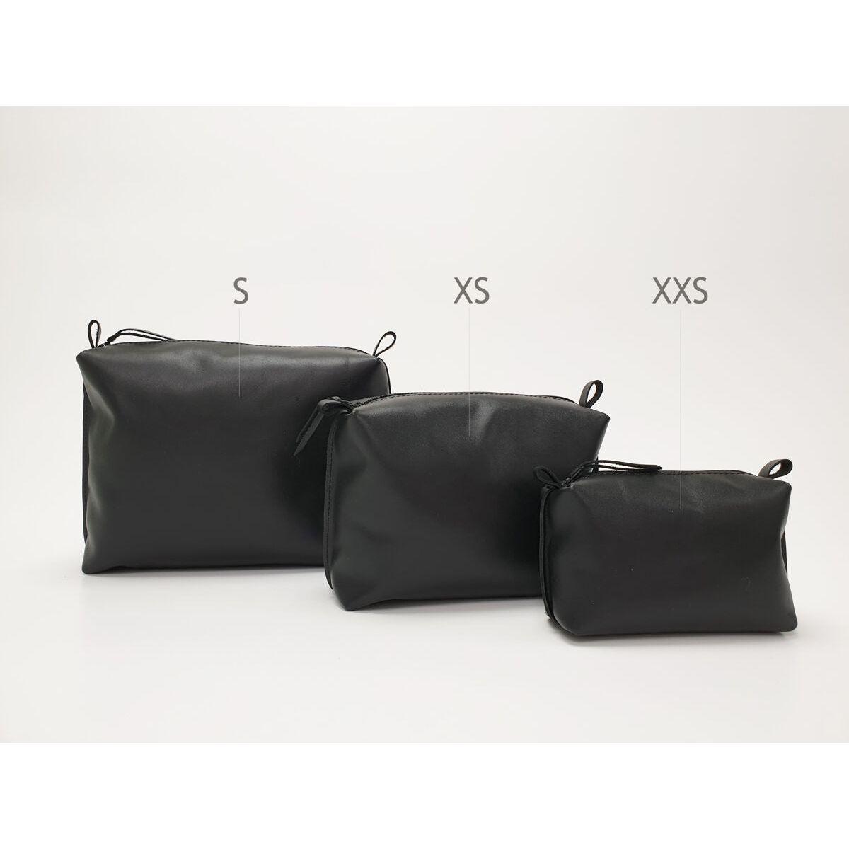 Leather Cosmetic Bag, Black - Medium