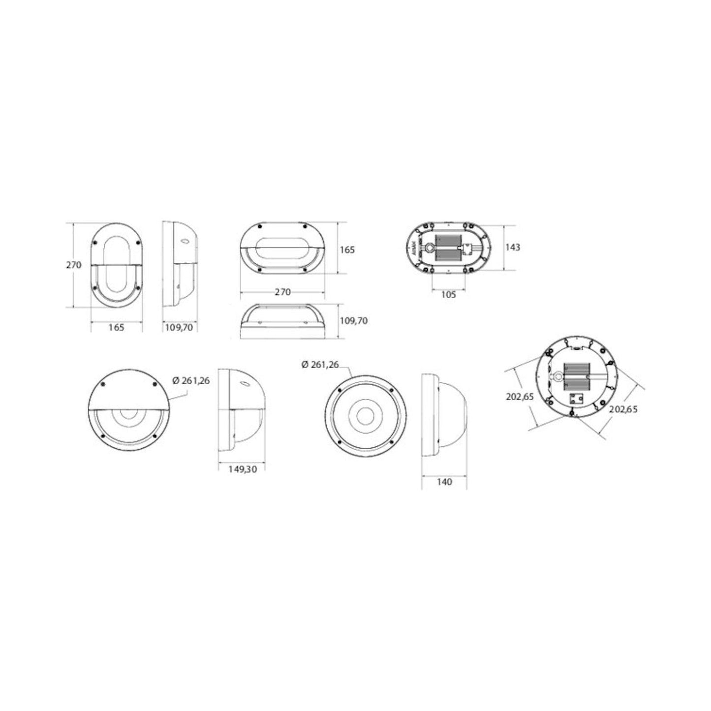LED-ulkoseinävalaisin Airam Cestus Vertical Eye max 100W E27 270x165x110 mm IP65 valkoinen/opaali
