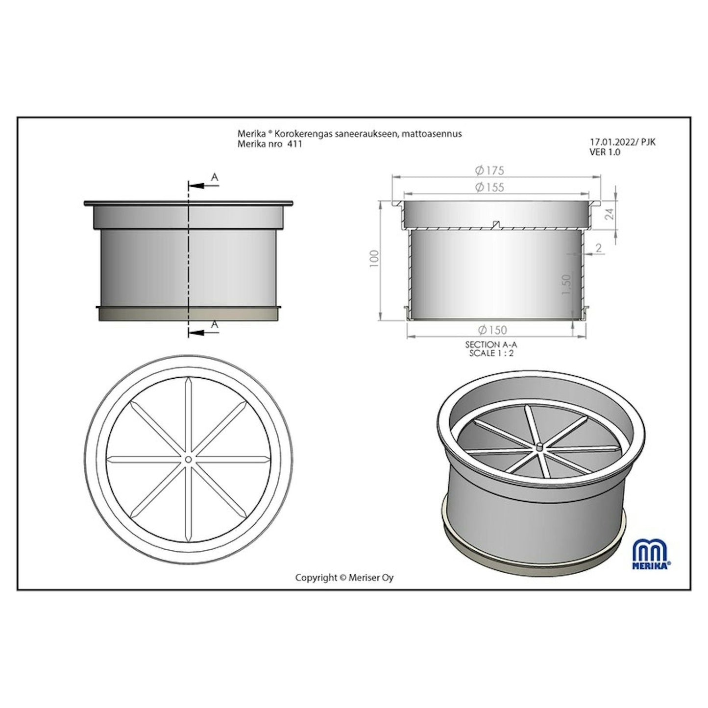 KOROTUSRENGAS MERIKA 150x100 MATTO 411 SANEERAUS