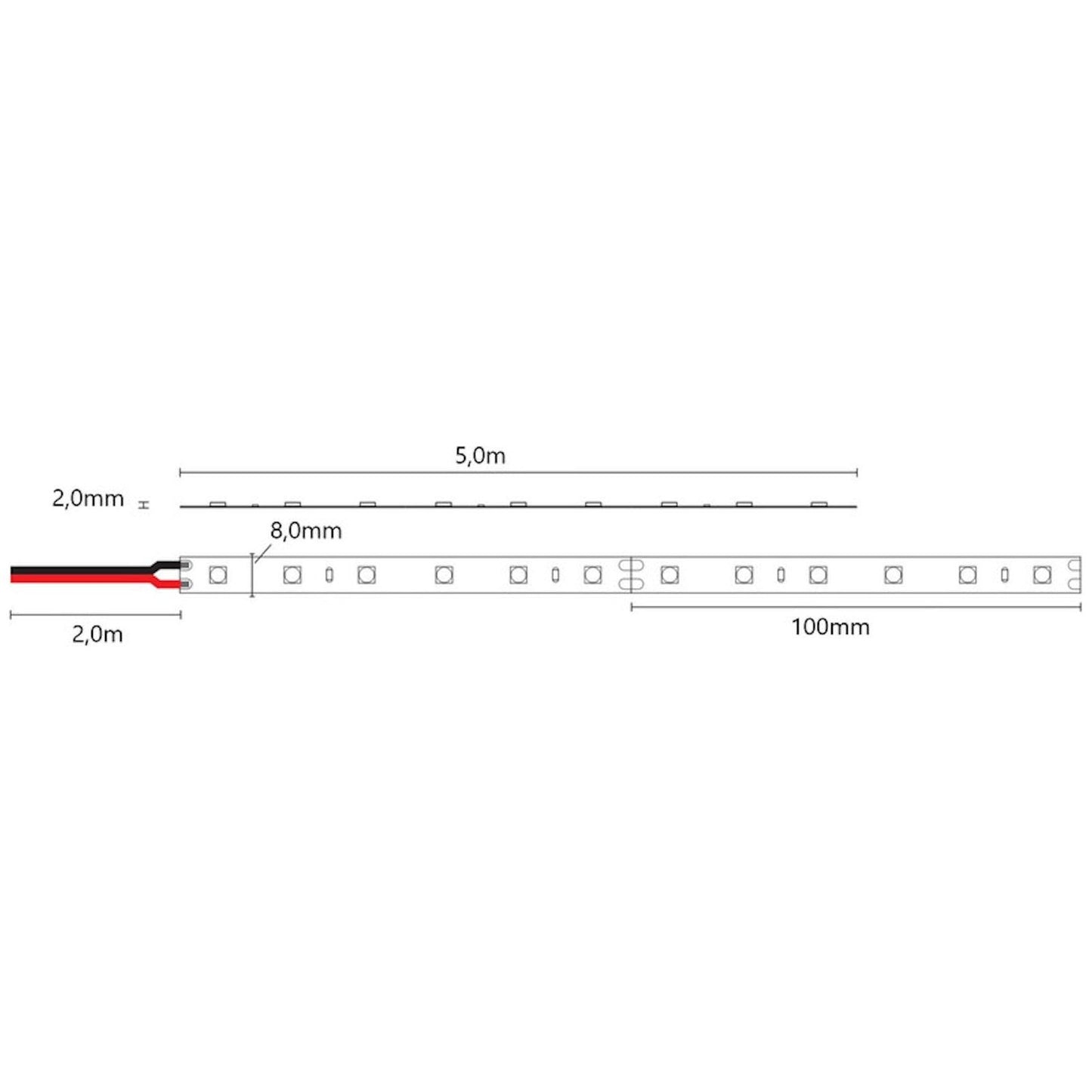 VALOPROFIILI/-NAUHA BASE 24V 4,8W/M IP20 24V 3000K 5M