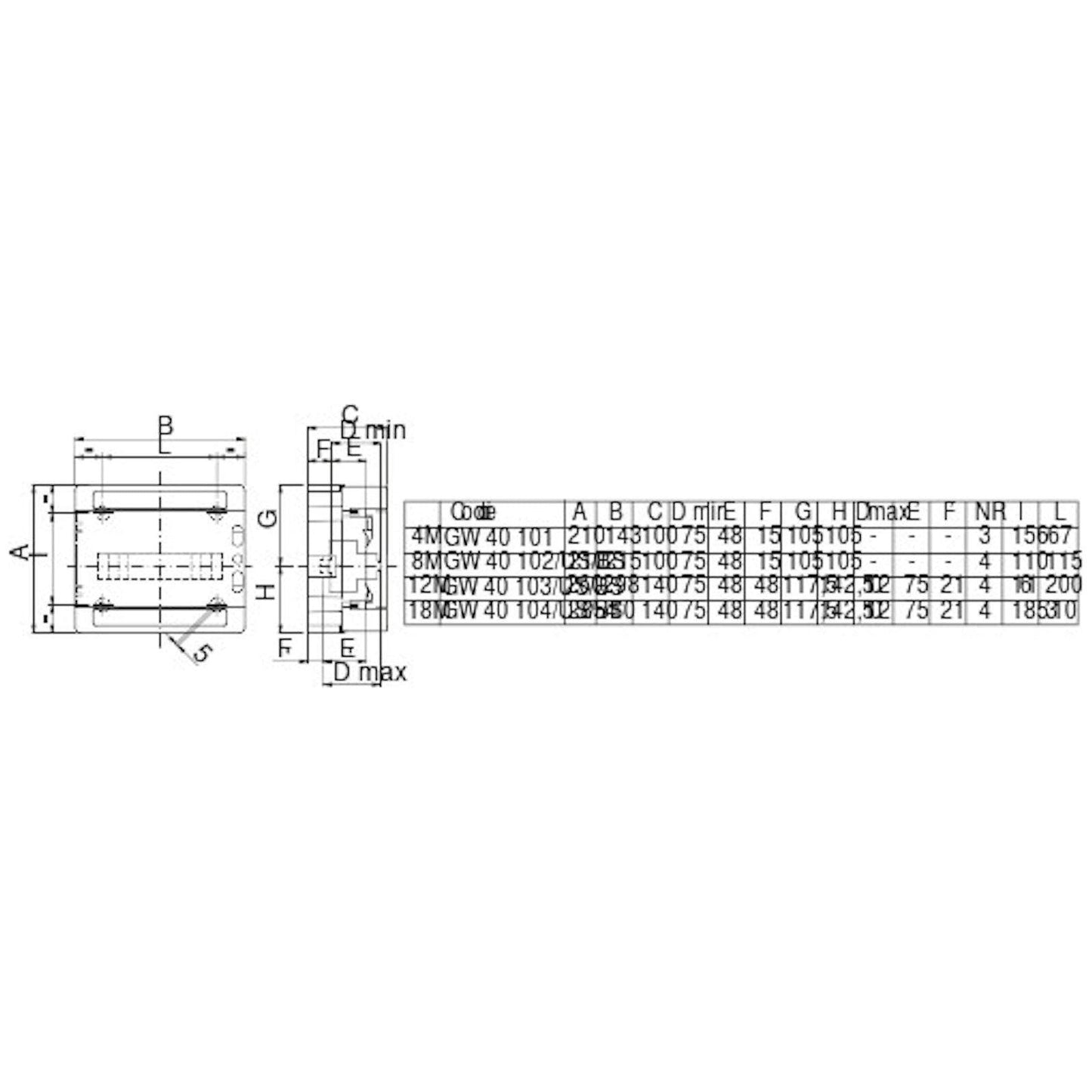 MODUULIKOTELO PINTA PC GW40103BS 1X12M IP65