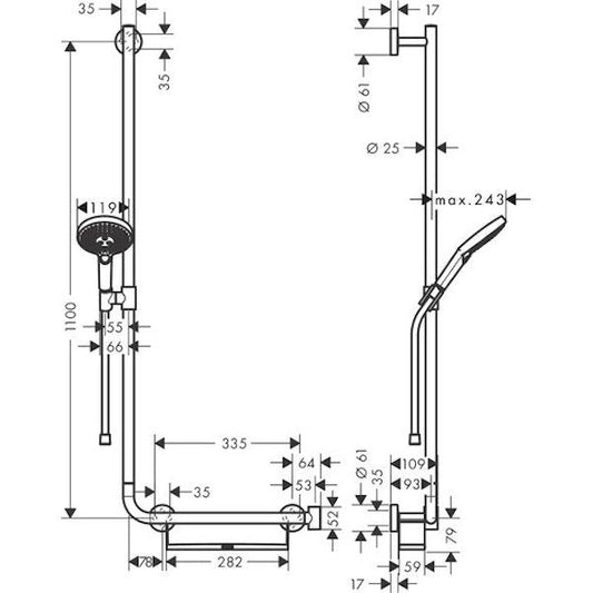 SUIHKUSETTI HANSGROHE 26324000 U'C110L/RD SELECT120