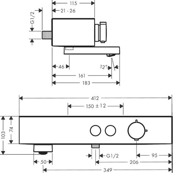 AMME- JA SUIHKUHANA HANSGROHE 24340140 SEINÄ 400 PRON (6352024)