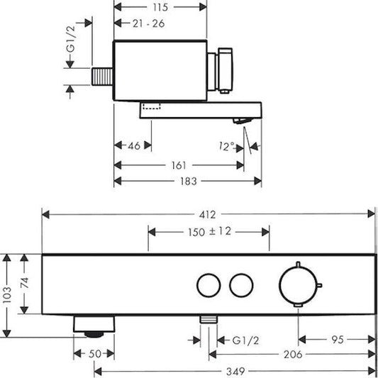 AMME- JA SUIHKUHANA  HANSGROHE 24340140 SEINÄ 400 PRON (6352024)