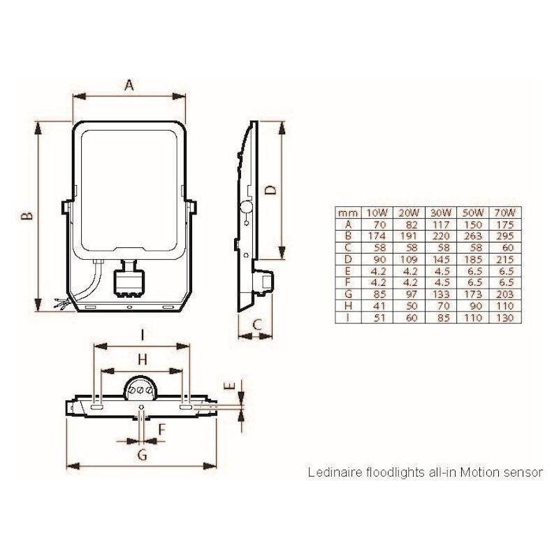 VALONHEITIN LEDINAIRE FLOODLIG 6000LM CCT ON/OFF 50W SWB MDU