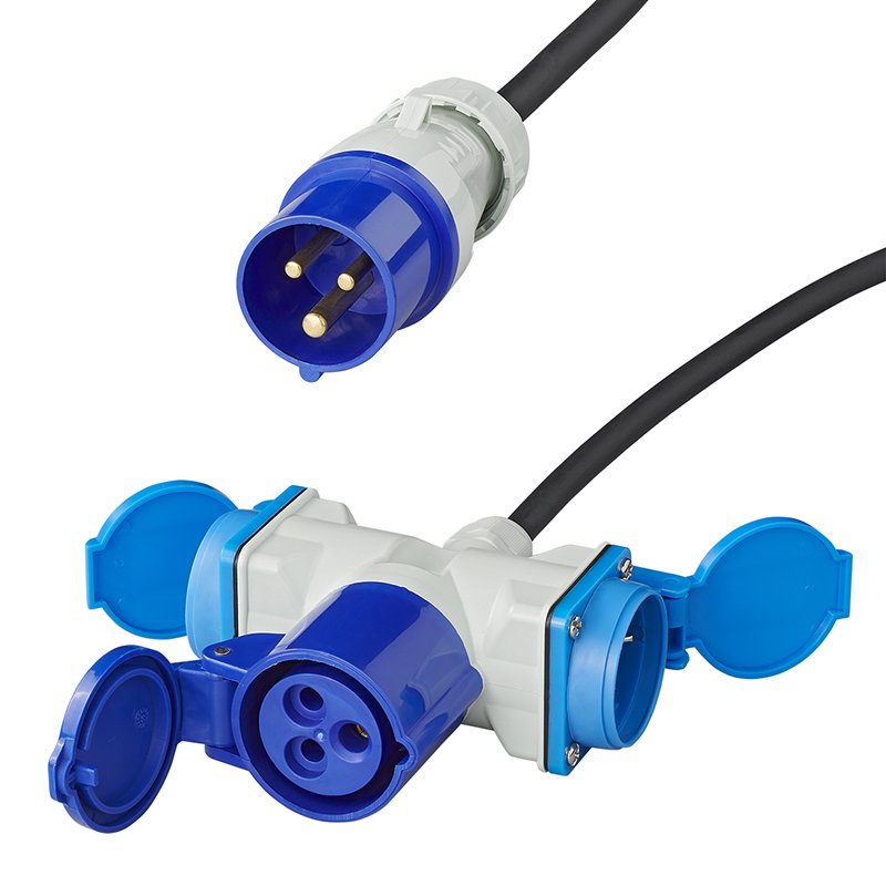 Adapterikaapeli 150cm 3x2,5mm² CEE-pistorasiasta 2xSchuko + 1xCEE-pistokkeeseen - Kotikauppa