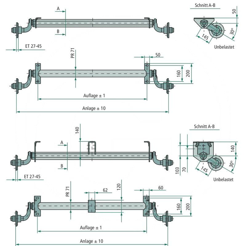 Akseli vt jarruton 750kg B1550 C1980mm AL-KO akseli optima 4X100 | 20059617 | 4251302433713 | Kotikauppa | AL-KO