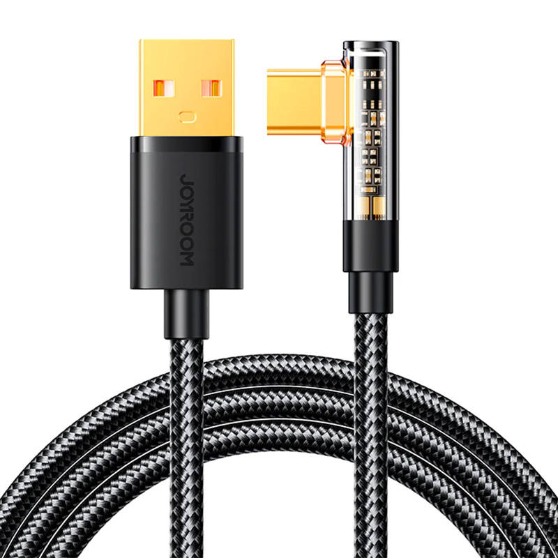 Angle Kaapeli to USB-A / Type-C / 3A / 1.2m Joyroom S-UC027A6 (black) - Kotikauppa