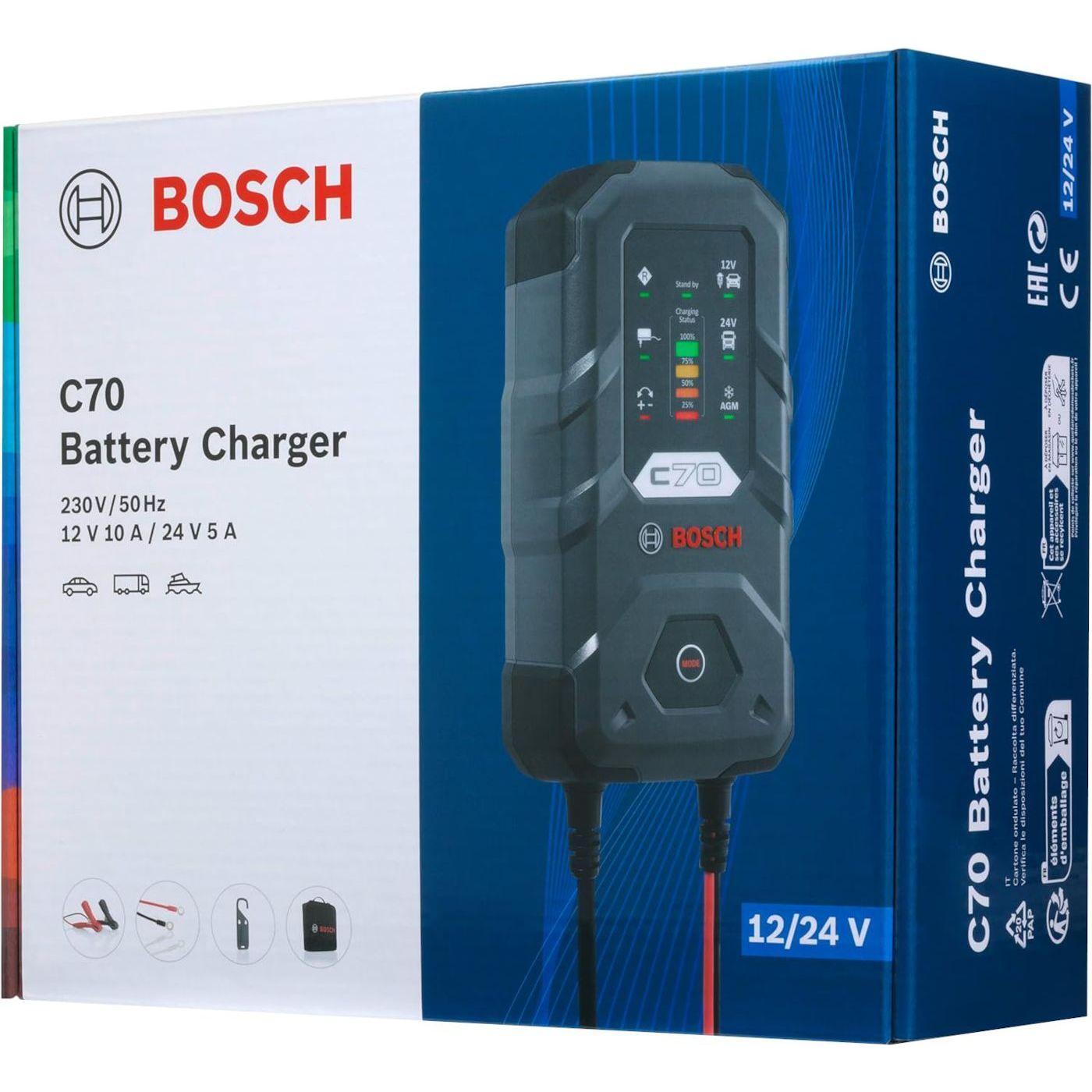 Bosch akkulaturi C70 12-24V akuille, latausvirta max 10A