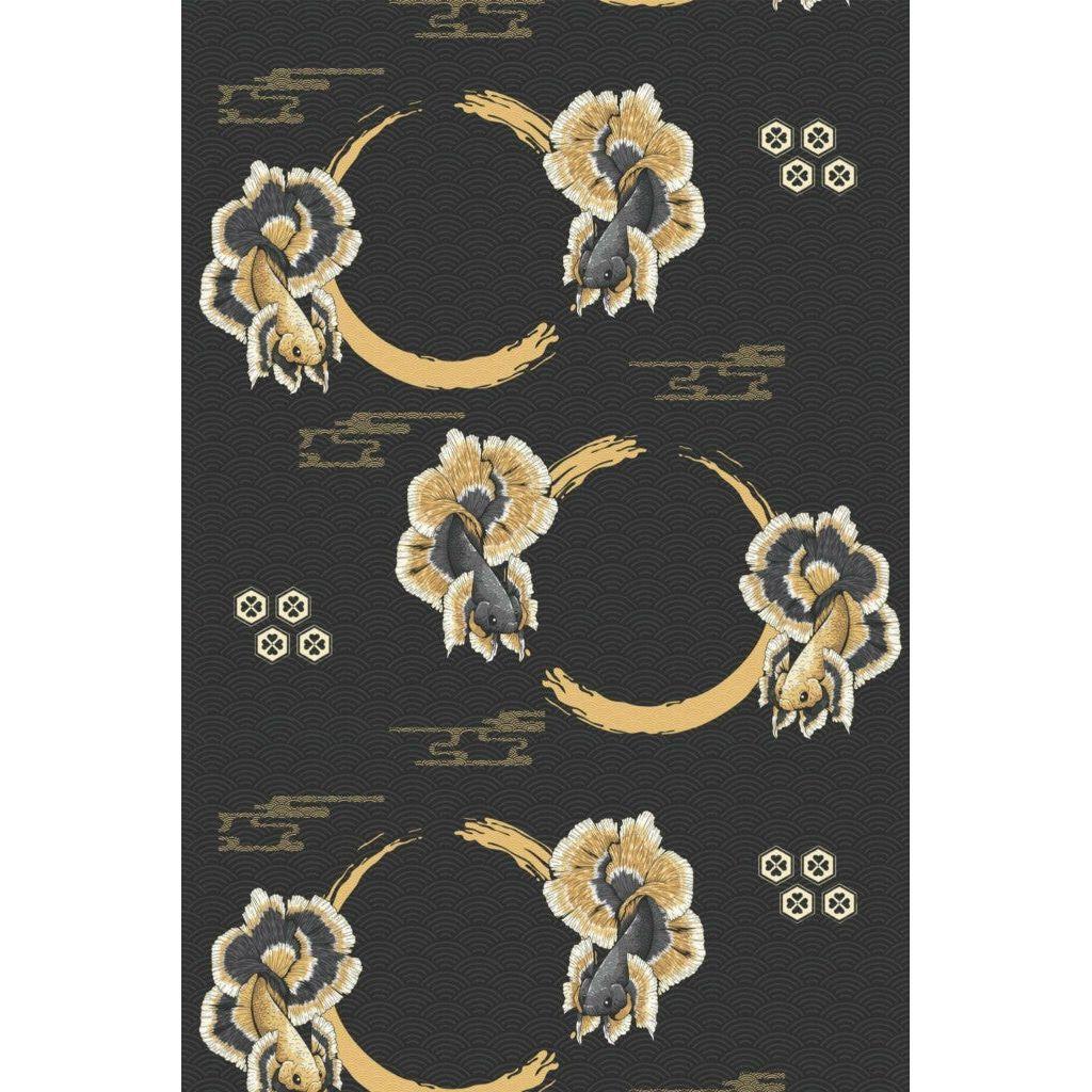 Black and gold color fish abstract (itseliimautuva) - Kotikauppa