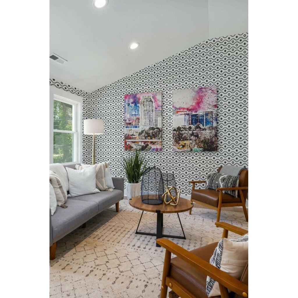 Black and white geometric retro (itseliimautuva) - Kotikauppa