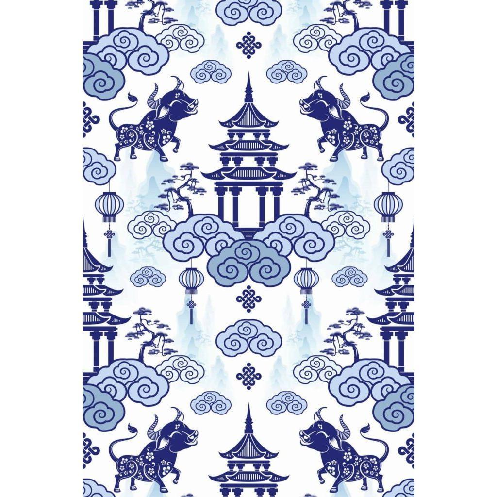 Blue china abstract (itseliimautuva) - Kotikauppa