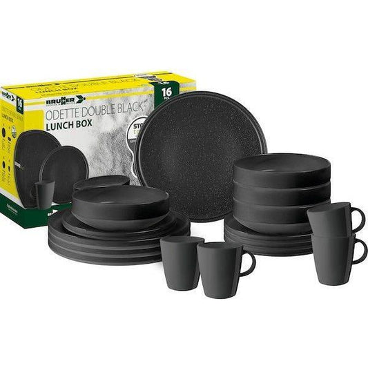 Brunner melamiiniastiasto Odette musta, liukueste, 16 osaa - Kotikauppa
