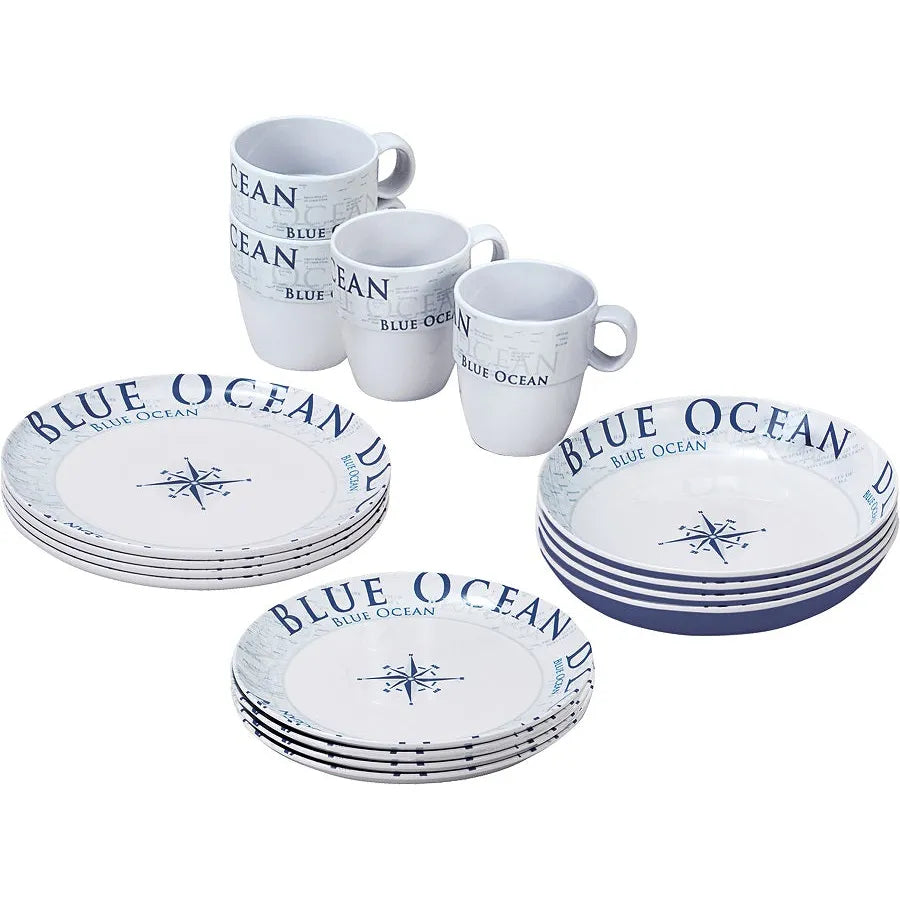 Brunner melamiiniastiasto Blue Ocean, liukueste, 16 osaa