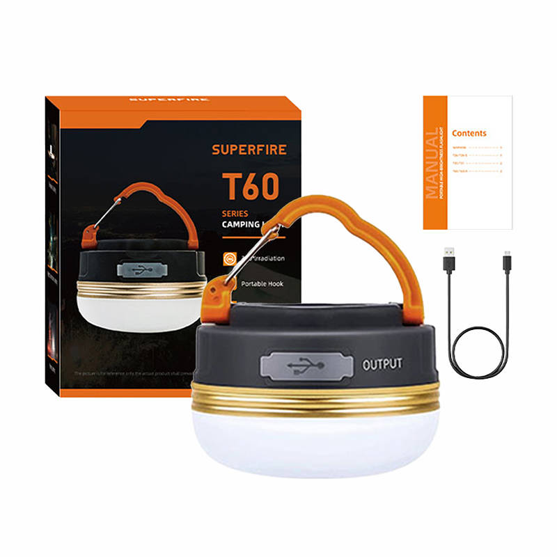 Camping lamp Superfire T60, 2,5W, 1000mAh - Kotikauppa
