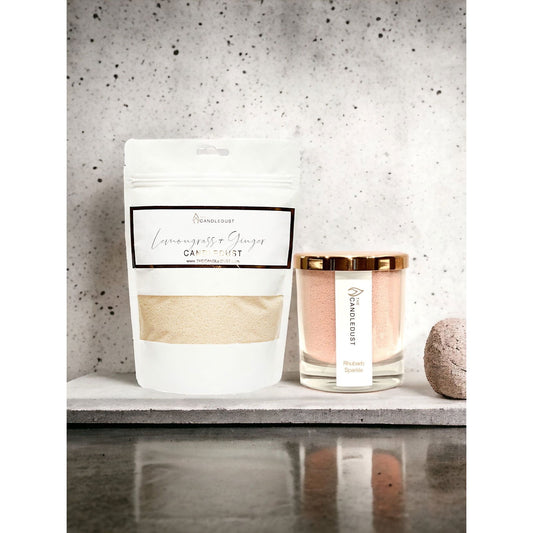 Candledust tuoksukynttilä täyttöpakkaus + 2 sydäntä (Rhubarb Sparkle 330g) - Kotikauppa