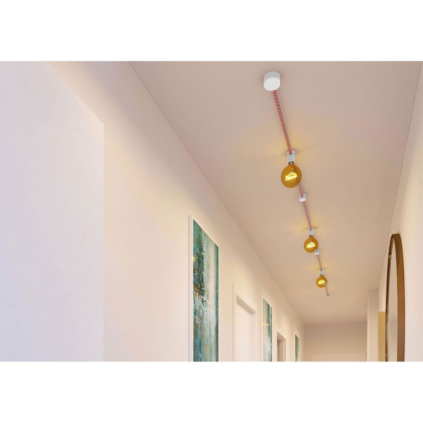 DIY- sisältää 5 metrin valokaapelin ja 7-os. valkoisen kiinnikesarjan (E27, useita värejä) - Kotikauppa