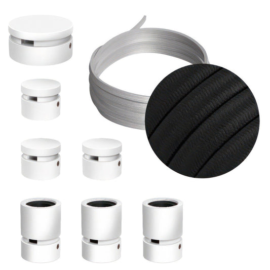 DIY- sisältää 5 metrin valokaapelin ja 7-os. valkoisen kiinnikesarjan (E27, useita värejä) - Kotikauppa