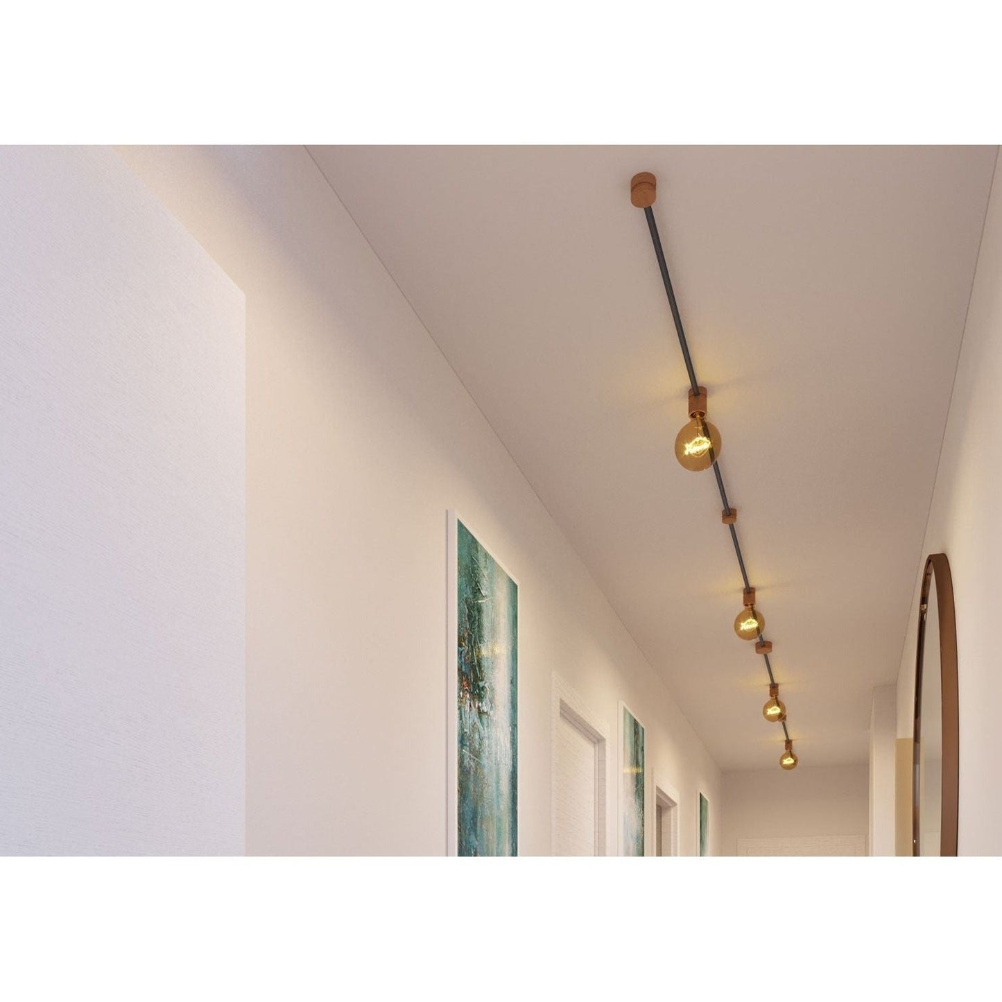 DIY- sisältää 5 metrin valokaapelin ja 9-os. luonnonpuisen kiinnikesarjan (E27, useita värejä) - Kotikauppa