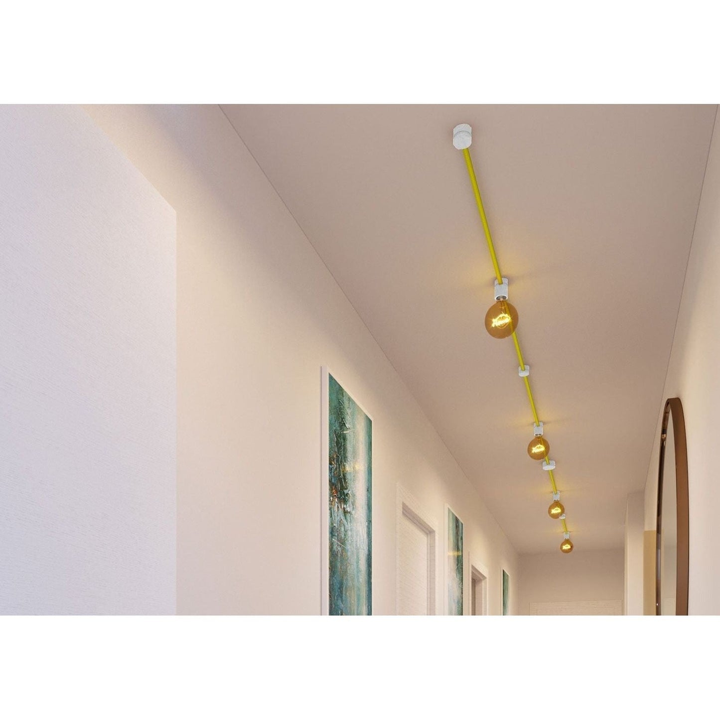 DIY- sisältää 5 metrin valokaapelin ja 9-os. valkoisen kiinnikesarjan (E27, useita värejä) - Kotikauppa