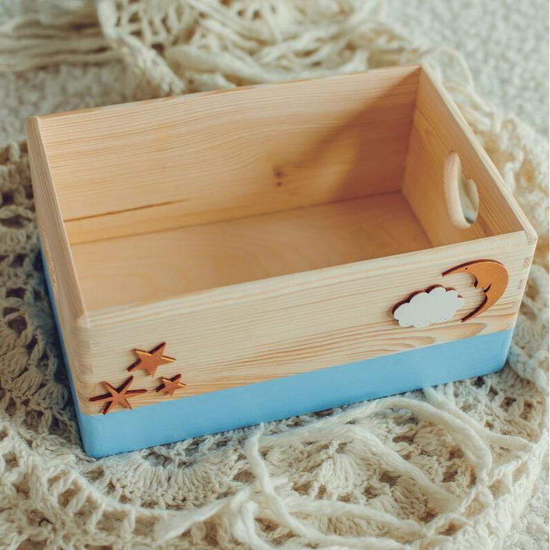 Decorated Storage Box - Light Blue - Kotikauppa