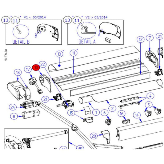 Thule päätylevy 9200, valkoinen (vasen)