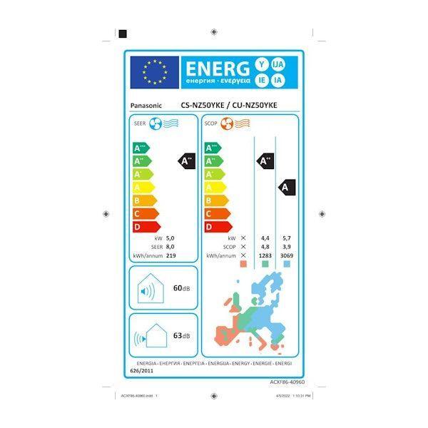 ILMALÄMPÖPUMPPU PANASONIC CS-NZ50YKE-1 SISÄYKSIKKÖ WIFI