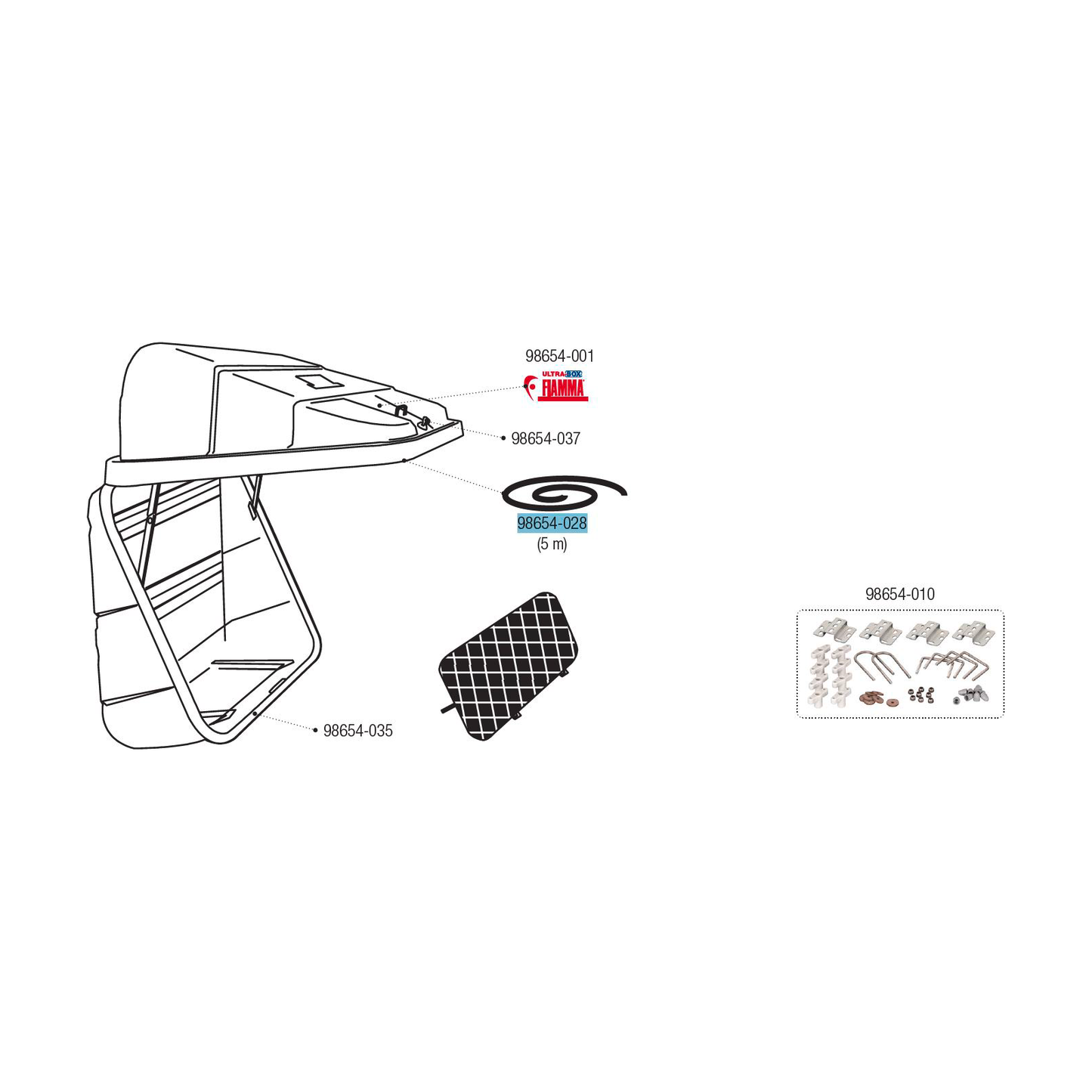 Fiamma-tarratiiviste takalaatikolle Ultra-Box 1 / 2 / 3 / 180 / 320 / 360 / 500 / Sport Pro | 98654-028