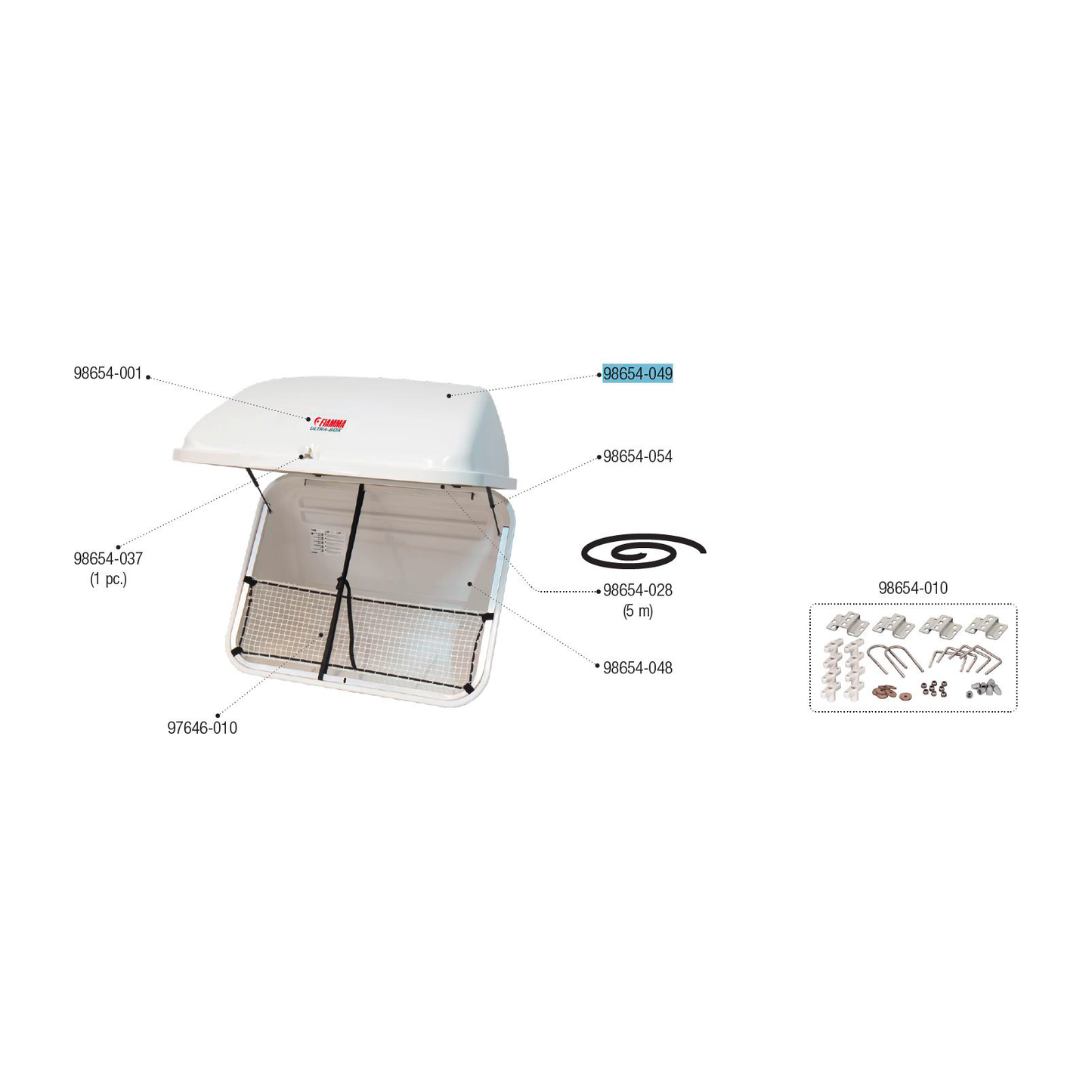Fiamma-vaihtokansi ja sisäkehys, sopii Ultra Box 320 | 98654-049