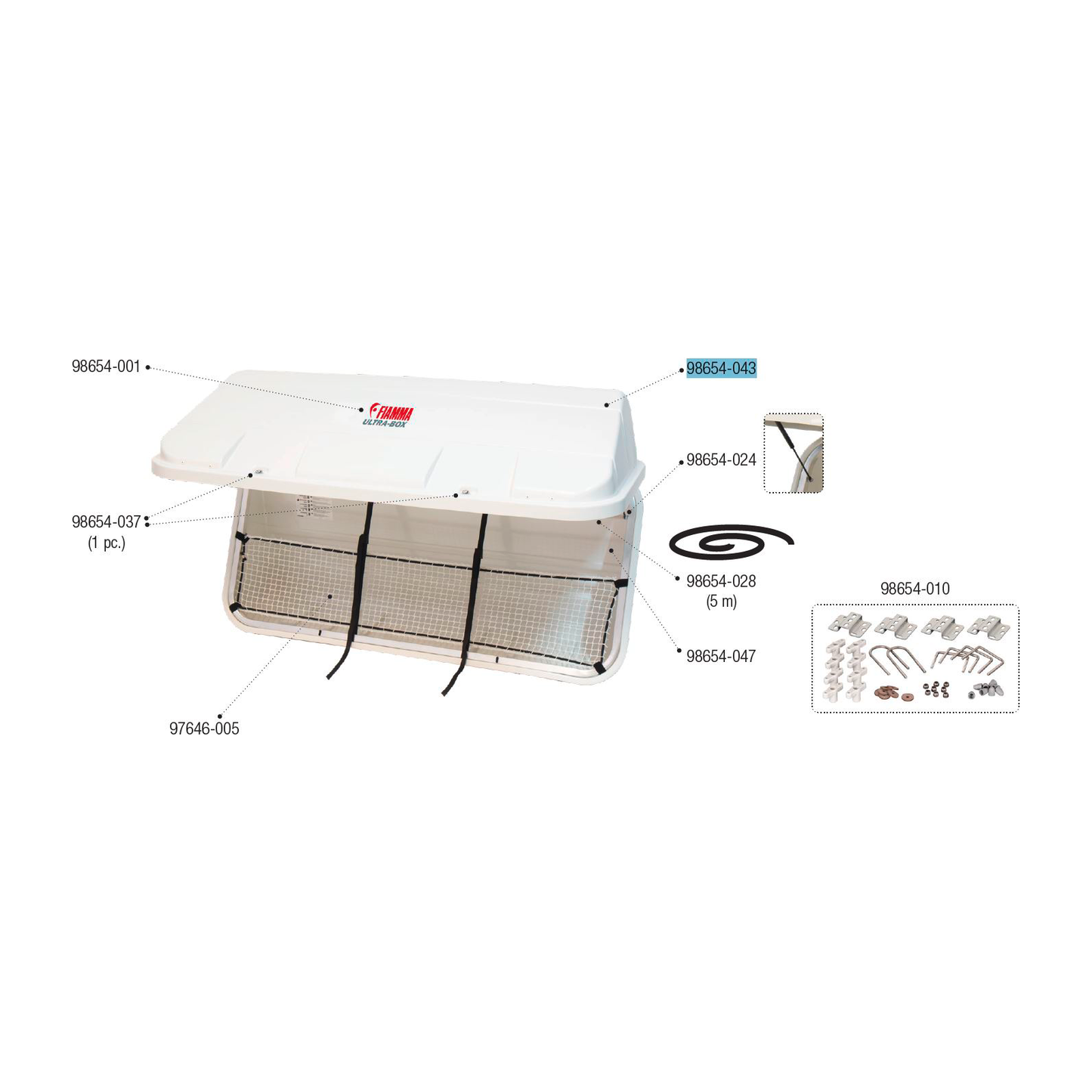 Fiamma-vaihtokansi sopii Ultra Box 500 | 98654-043