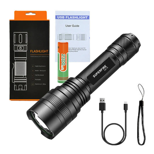 Flashlight Superfire C8-H, 1200lm, USB - Kotikauppa