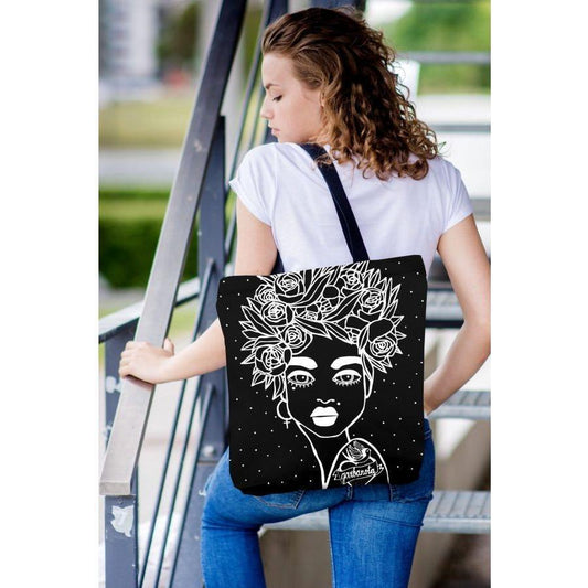 HANDBAG NAOMI WITH FLORAL HAIRCUT - BLACK - Kotikauppa