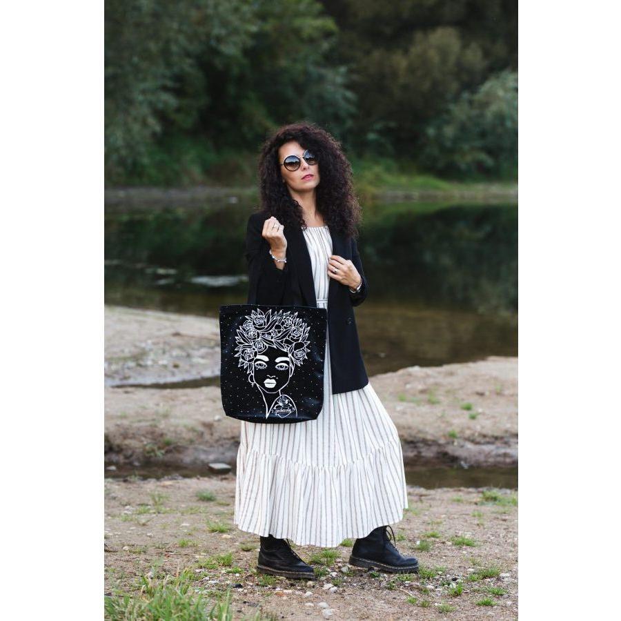 HANDBAG NAOMI WITH FLORAL HAIRCUT - BLACK - Kotikauppa