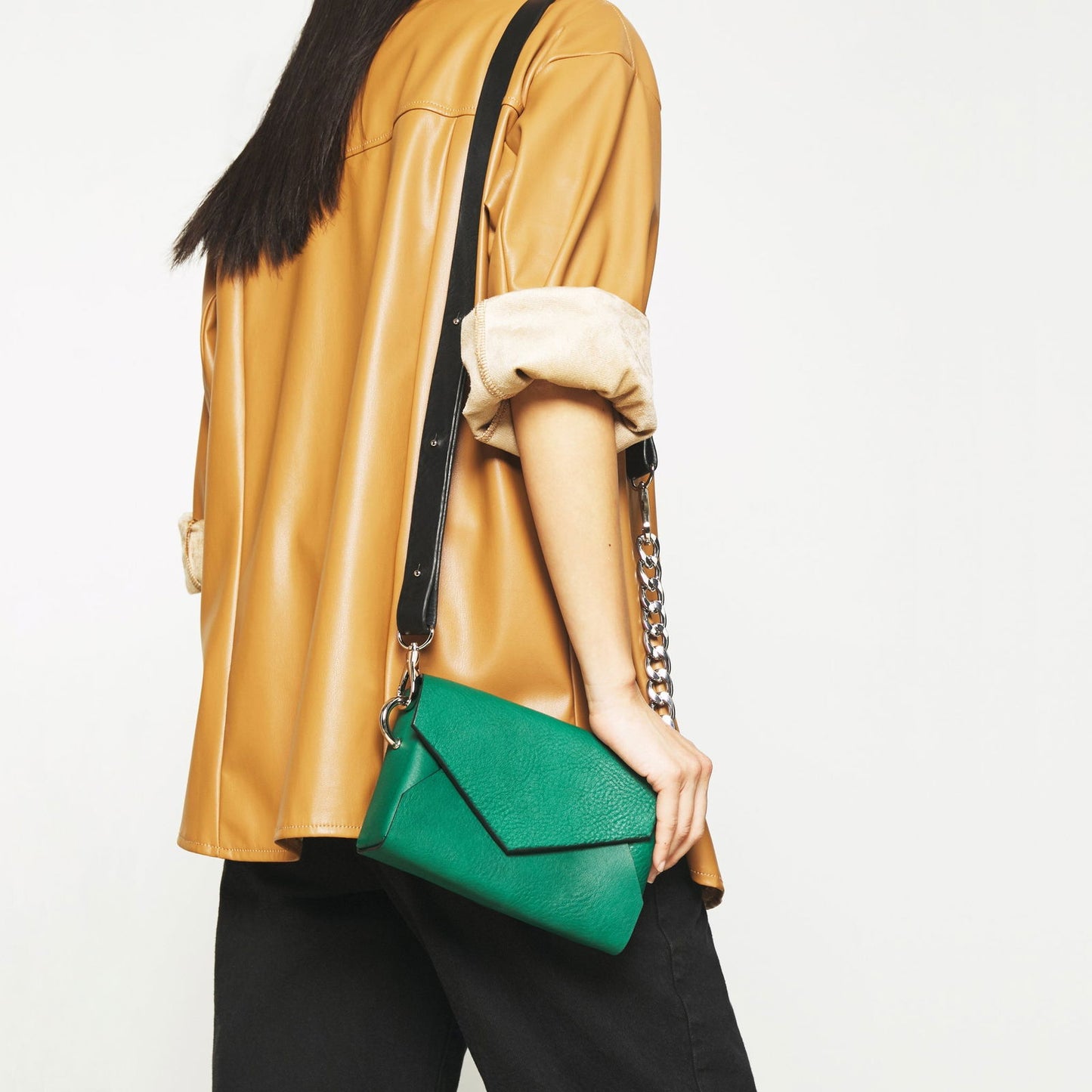 Handmade Leather Envelope Bag - Green - Kotikauppa