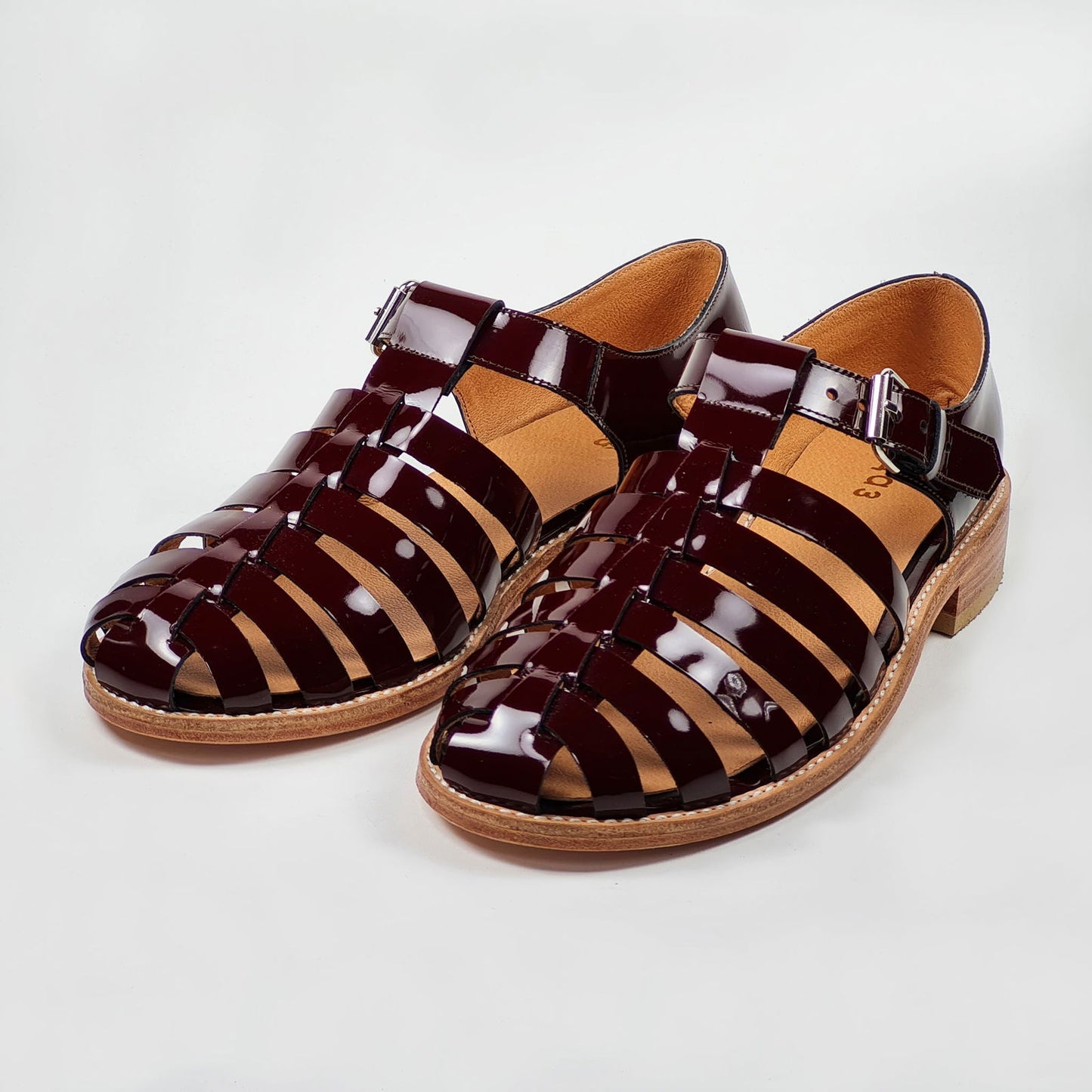 Handmade Leather Fisherman Sandals - Burgundy - Kotikauppa