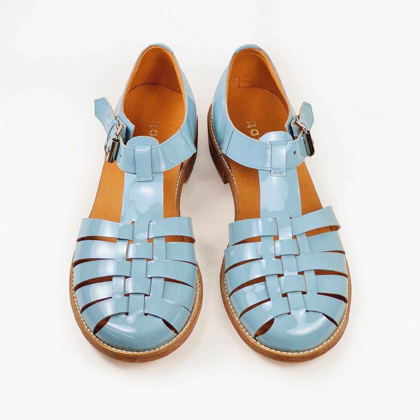Handmade Leather Fisherman Sandals - Light blue - Kotikauppa