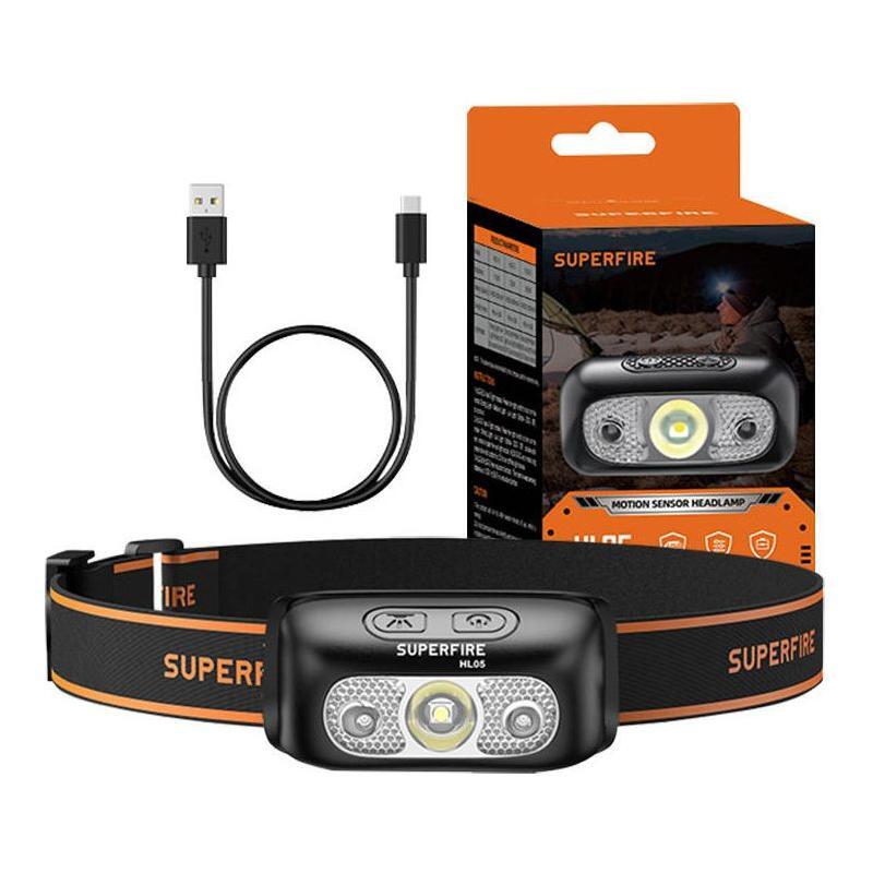 Headlamp Superfire HL05-E, 120lm, USB - Kotikauppa