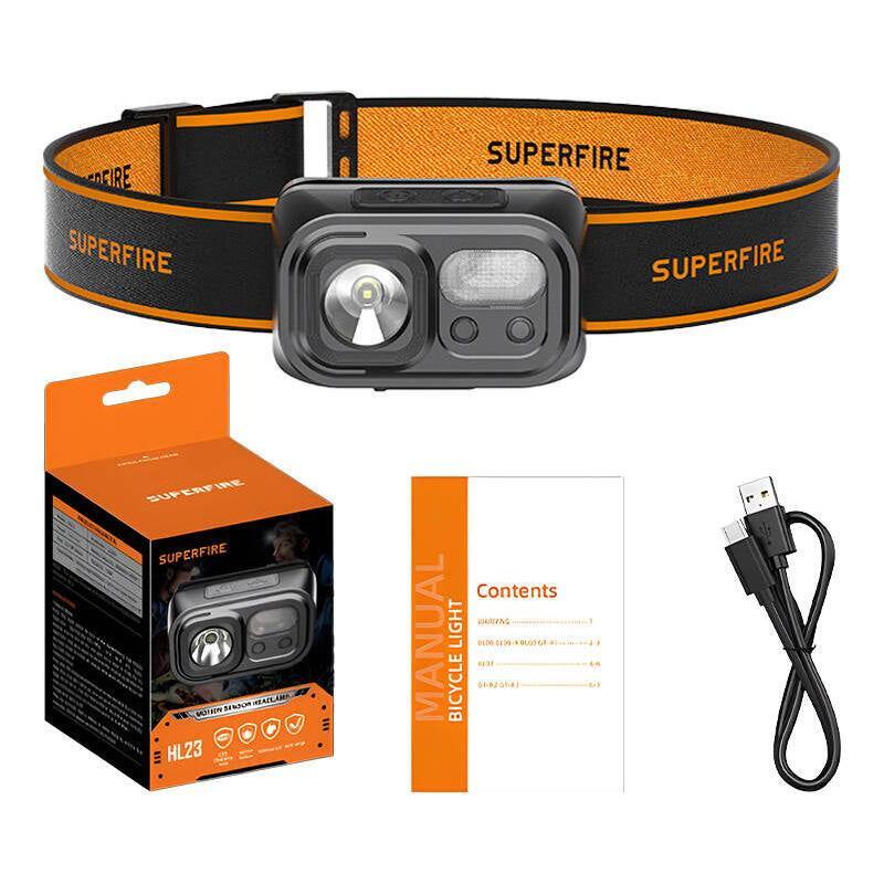 Headlamp Superfire HL23, 220lm, USB-C - Kotikauppa