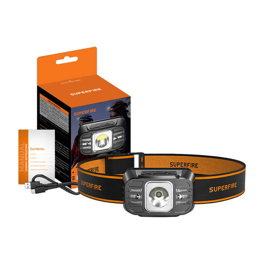 Headlamp Superfire HL75-X, 220lm, USB - Kotikauppa