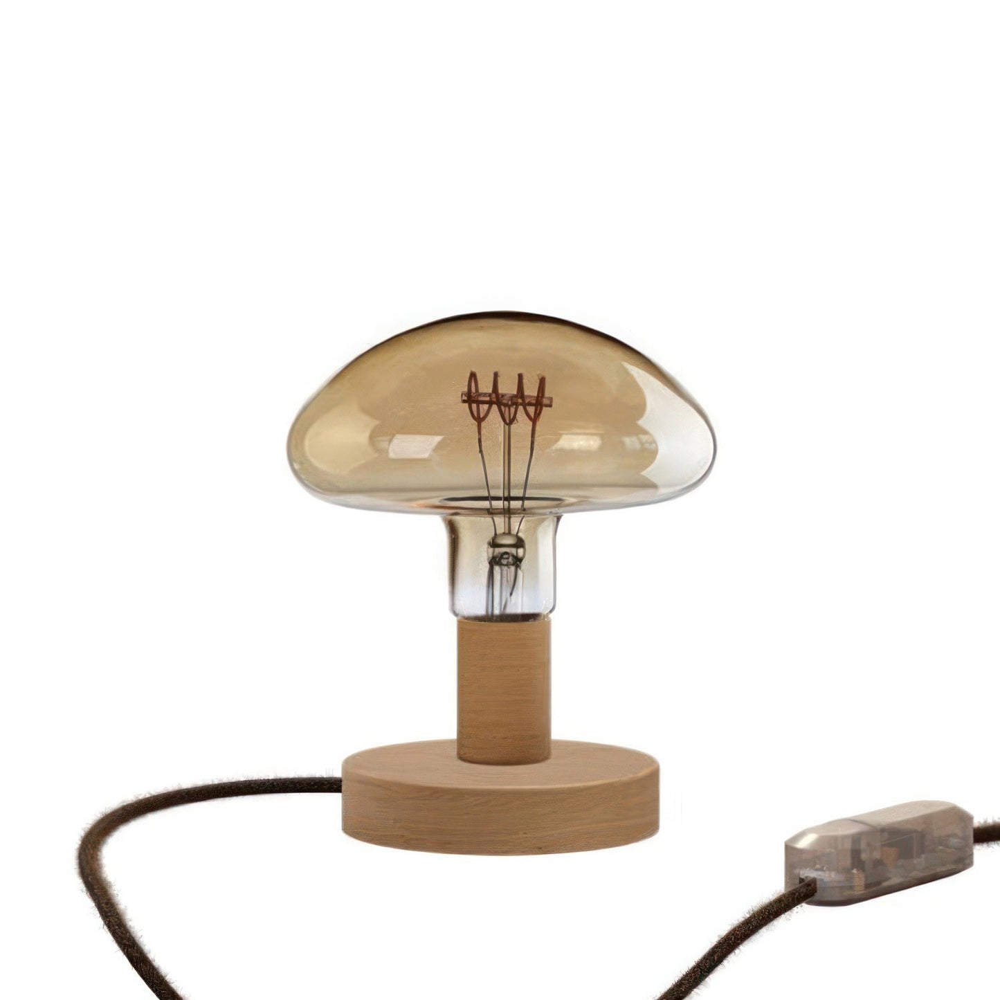 Puinen pöytävalaisin E27 Posaluce Mushroom-sisältää lampun