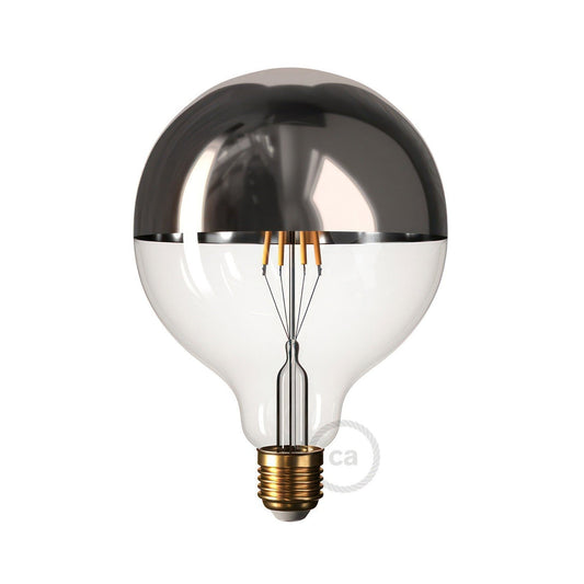 Hopeinen puolipallo Globe G125 LED-lamppu 7W E27 2700K Himmennettävä - Kotikauppa